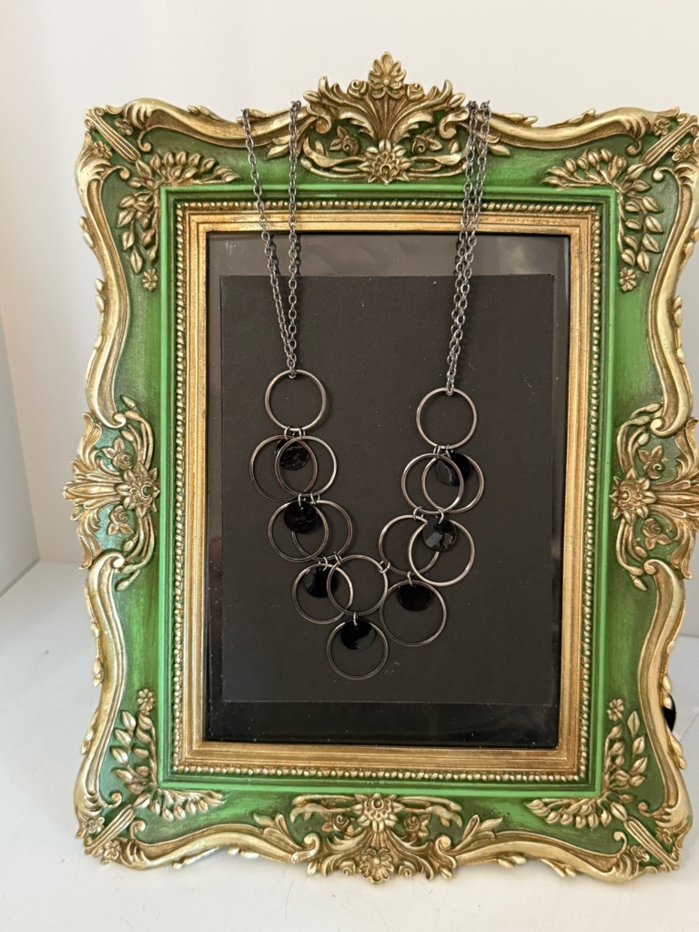 Black & Silver Multi-Ring Necklace